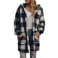 thumbnail image 1 of BangWanChi Womens Warm Quilted Jackets Long Sleeve Plaid Outerwears Soild Puffer Coat with Pockets for Women, 1 of 6
