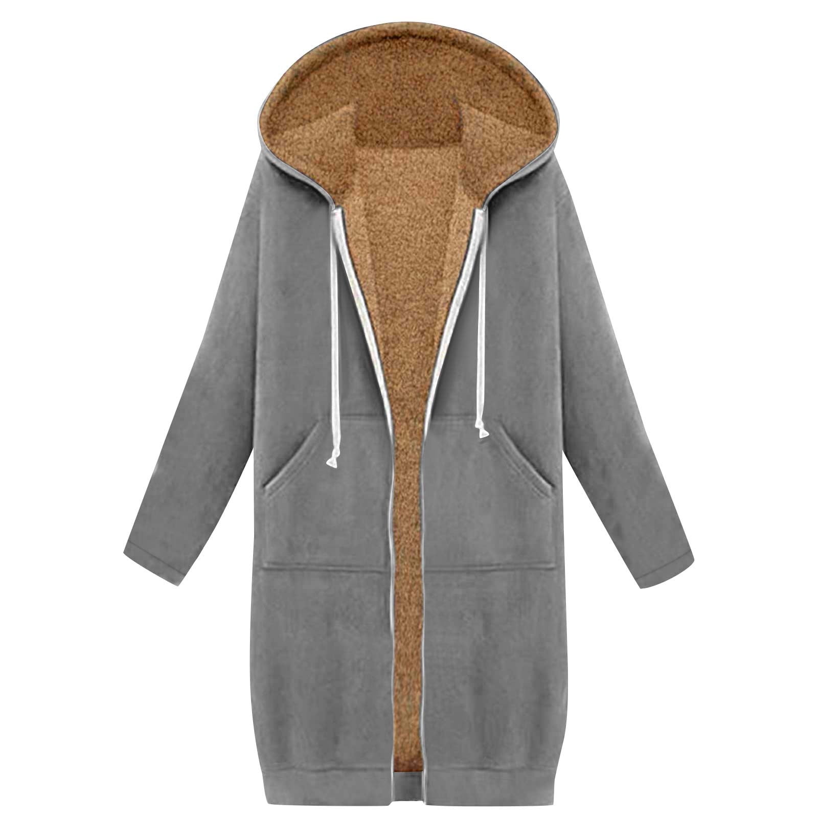 Oversized Hoodies For Women Zip Up | Knee Length Tunic Sweatshirt | Long Sleeve Casual Hooded Jacket With Pockets-1190006