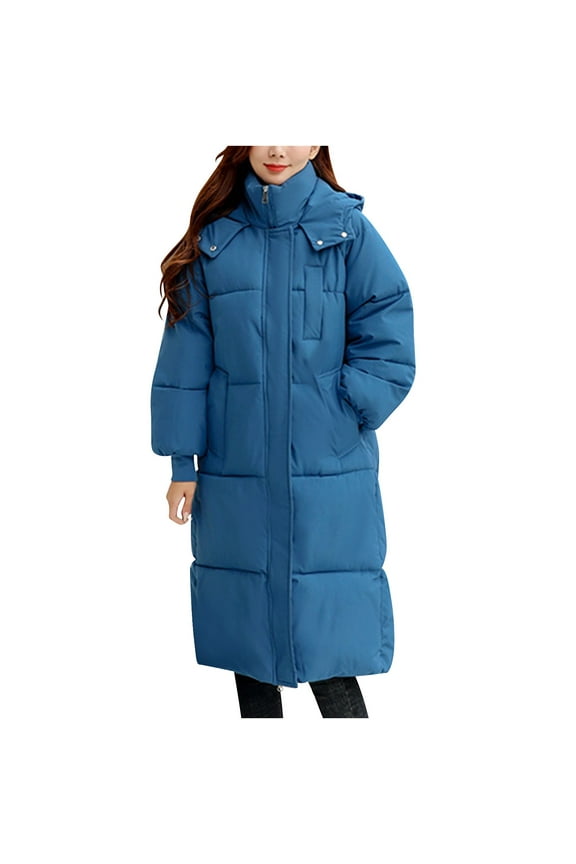Womens Winter Coats Long Long Sleeved Solid Color Hooded Jacket