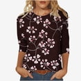 thumbnail image 1 of BangWanChi Womens Fashion Printed T-shirt 3/4 Sleeves Blouse Round Neck Casual Tops, 1 of 5