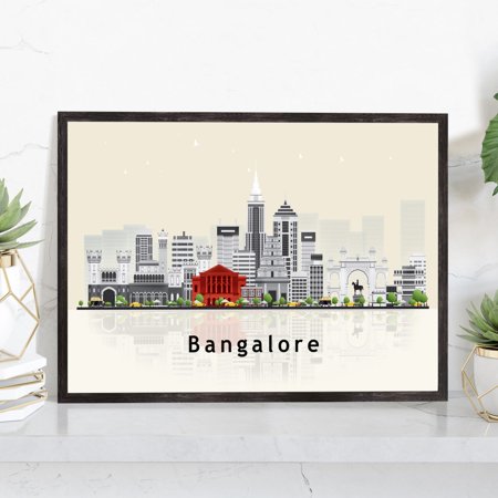Bangalore India Skyline Wall Art Print With Modern Cityscape Landmark Map