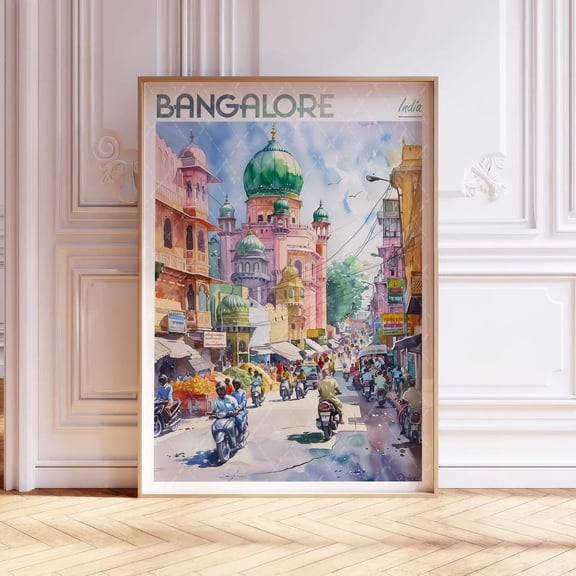 Bangalore India South Asia Pastel Travel Unframed Paper Print