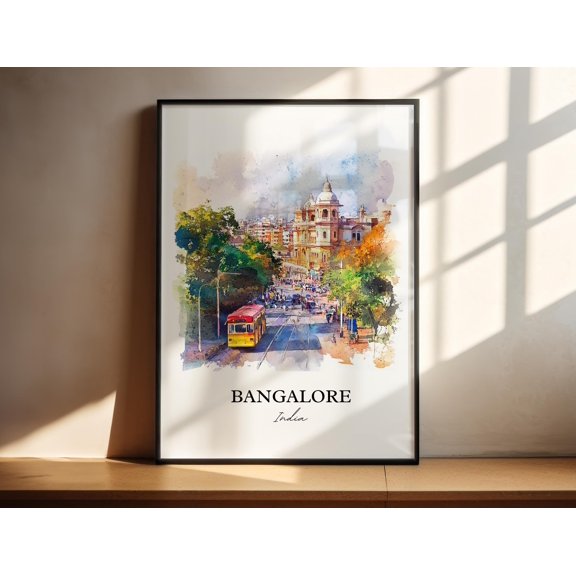 Bangalore India Wall Art, India Print, India Watercolor Art, Bangalore Gift, Travel Print, Travel Poster , Poster Print Only