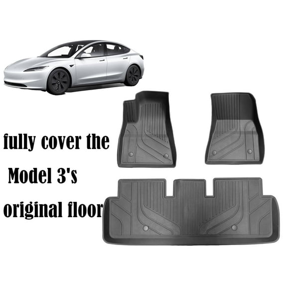 Bangben Profational Model 3 Car Floor Mats, Detachable, Front Seat Floor Mats, 22.05 x 29.92 x 6.1 Inches Fits Tesla Model 3 - Black 1 Piece