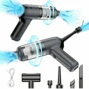 Bangben Car Vacuum Cleaner, Portable Cordless Vacuum Cleaner, Multifunctional Suction and Blow, with Five Nozzles, Gray