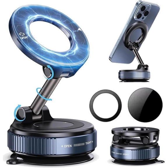 Bangben Magsafe Car Phone Mount, 360° Adjustable Angles Car Holder with Magnetic Disk, for Cell Phones, Black