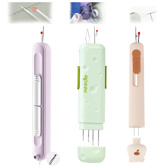 Bangbobby 3 in 1 Automatic Needle Threader with Seam Ripper & Magnetic Needle Storage Box, Portable Sewing Tool for Hand Sewing, Knitting & Craft Projects