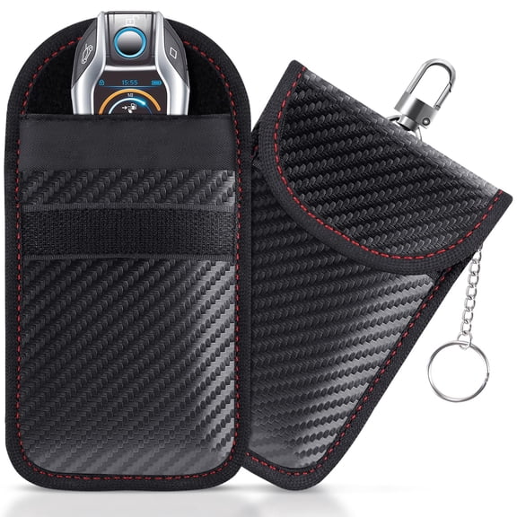 Bangbobby Faraday Bag for Key Fob(2 Pack), Faraday Cage Protector, Car RFID Signal Blocker Key Fob Protector, Double-Layers Shielding Carbon Fiber Material Signal Blocking Pouch