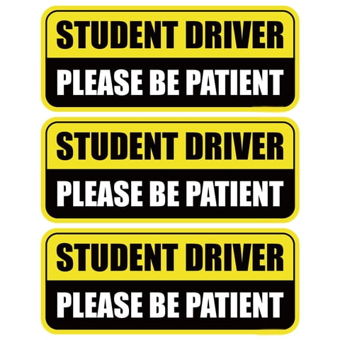 Bangbobby Student Driver Car Magnet - Colorful, Reflective, Weather-Resistant - Rectangular 8.7 x 3.5 in (Yellow/Black, 3 Pack)