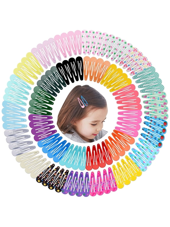 120PCS Hair Clips for Girls Assorted Colors 2 inch Drop Shape Hair Barrette Pins Metal Snap Hair Clip Hair Accessories for Baby Girls Kids Women