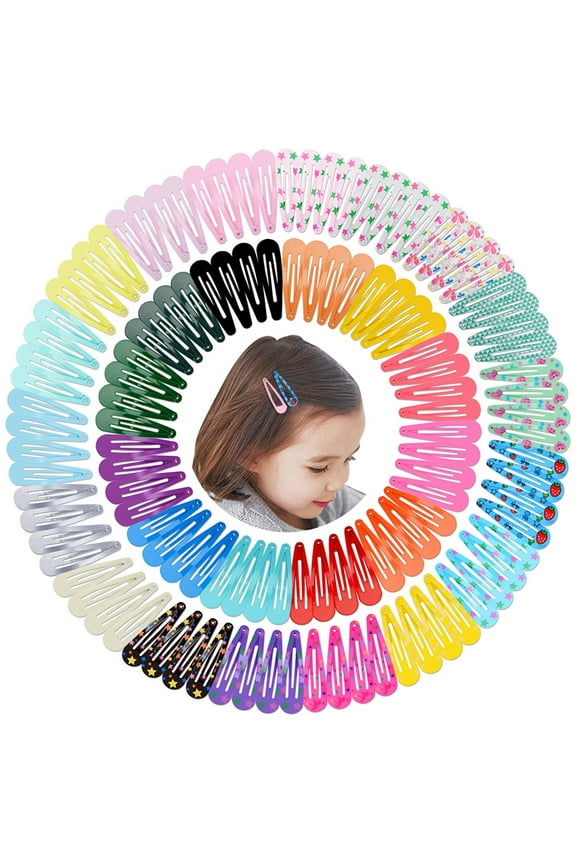 120PCS Hair Clips for Girls Assorted Colors 2 inch Drop Shape Hair Barrette Pins Metal Snap Hair Clip Hair Accessories for Baby Girls Kids Women