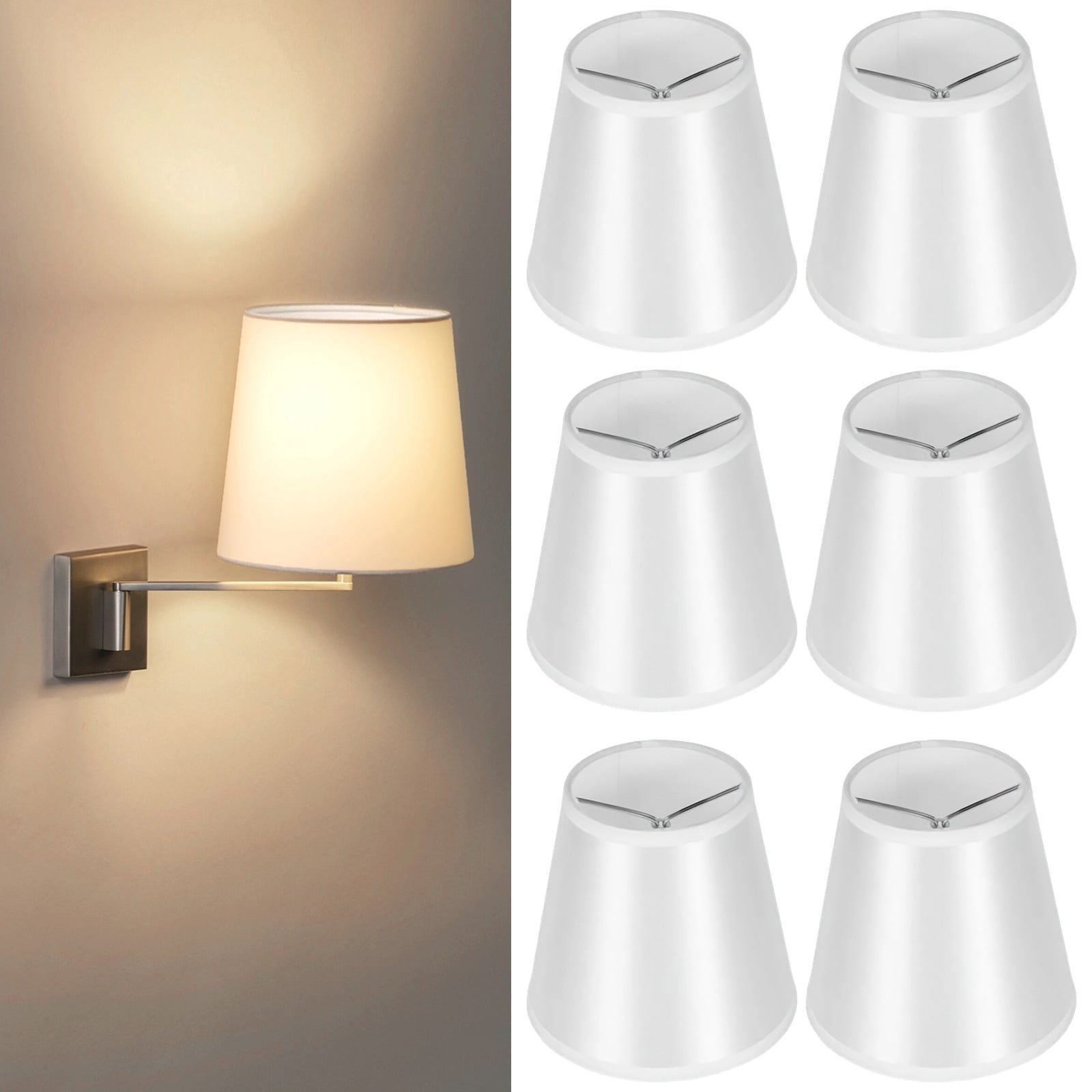 Bangcool 6 Pcs Drum Lampshades, Fabric Lampshades for Table Lamps Clip-on,  3.5\, image size:1600x1600