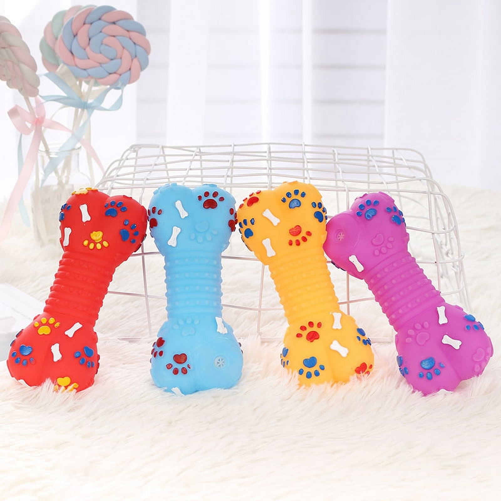 Bangcool Dog Squeaky Toy Plastic Training Funny Bone Shape Dog Toy Dog Play Toy for Puppy Random Color