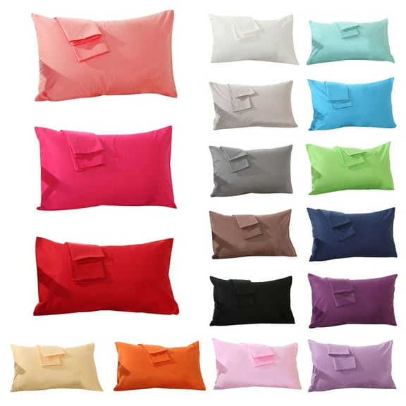Bangcool Set of 2 Soft Cotton Solid Color Pillowcases Pillow Cover for Home Bedroom Hotel Travel, Standard Size