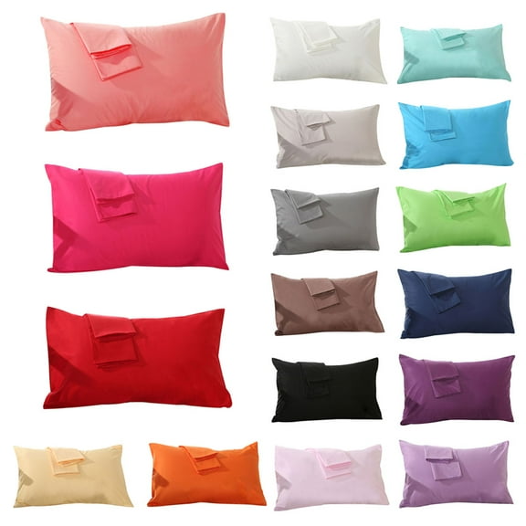 Bangcool Set of 2 Soft Cotton Solid Color Pillowcases Pillow Cover for Home Bedroom Hotel Travel, Standard Size
