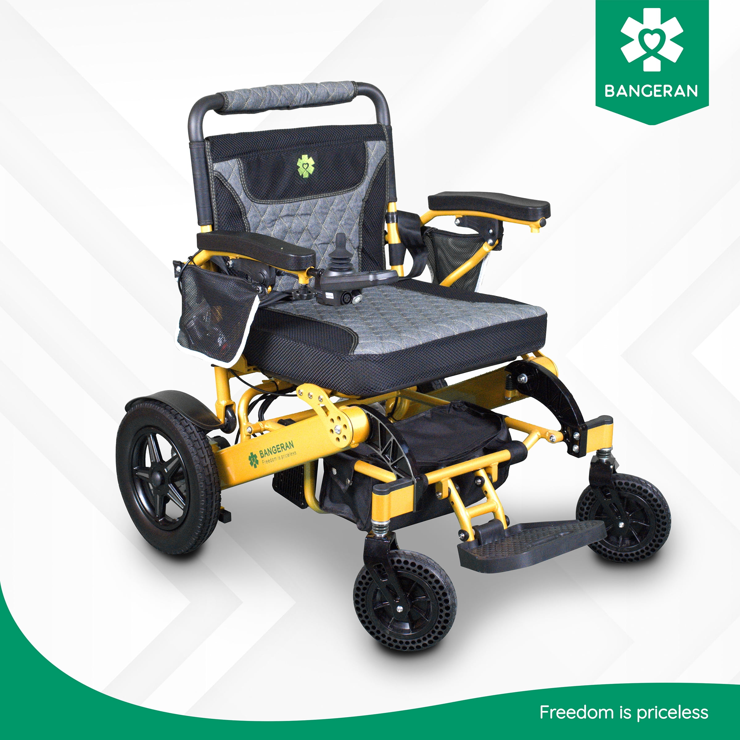 Bangeran Durable Electric Mobility Wheelchair for Adults & Seniors (Mammoth EX 22" AF) Gold