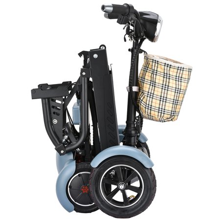 Bangeran Electric Mobility Scooter, 4 Wheel Foldable Portable, Up to 12 Miles - Blue
