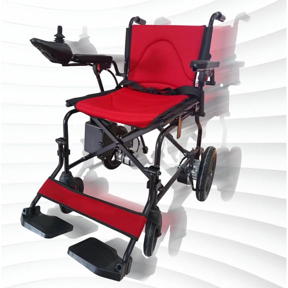 Bangeran LiteRide Portable Electric Wheelchair, Light Weight Wheelchairs Foldable For Senior , 12 Miles Long Range, Only 58 LBS Full Red