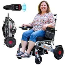 Bangeran Mammoth EX Durable Ergonomic Electric Powered Wheelchair for Seniors & Disability, Foldable Transport Chair Allowed on Airplanes - Silver