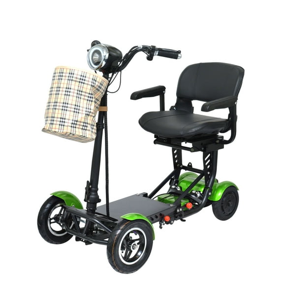 Bangeran Wide Seat Electric Motorized Compact Scooter, Foldable Portable Heavy Duty, Up to 20 Miles - Green