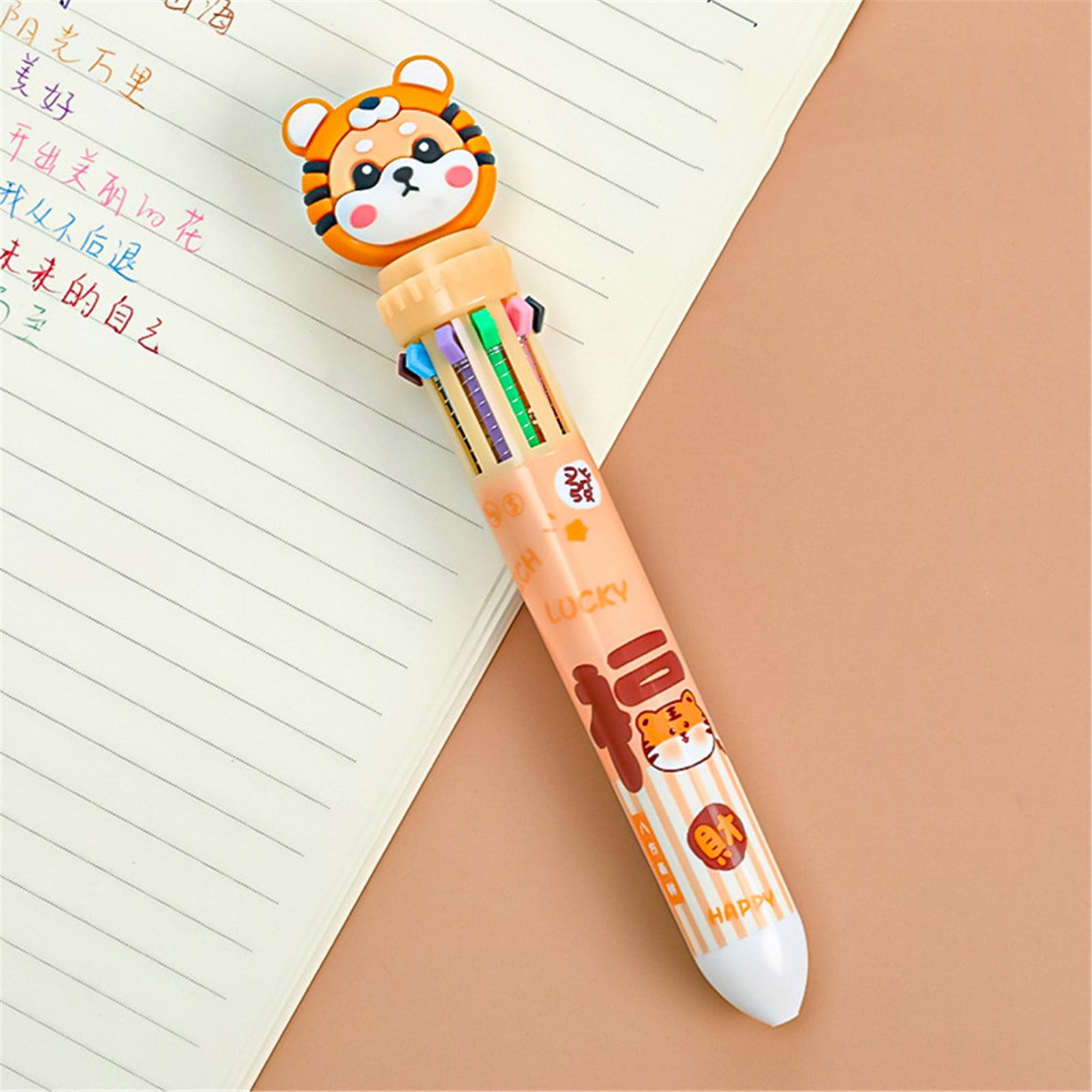 Banghong 0 Color Ballpoint Pen,Multi Colored Pens In One,Cartoon New Tiger  Multicolor Ballpoint Pen,Push Type Color Multifunction Marker For Work