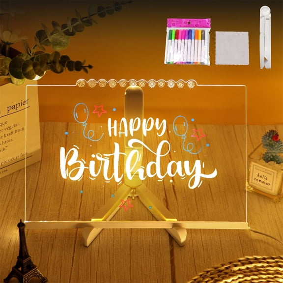 Banghong Colorful 12 Colors LED Dry,Erase Note Board,Acrylic Message Board with Stand,USB Power, Rewritable,Night Light,for Home & Business Ultra,Thin Tracing Writing Light Board