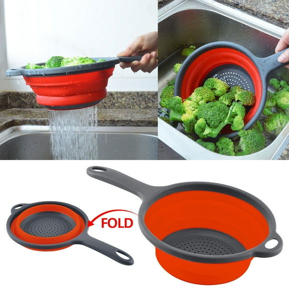Banghong Foldable Filter Basket, Large Capacity Collapsible Colander, For kitchen to D-rain Pasta F-ruits and Vegetables D-rain Baskets, Can Extendable Save Space
