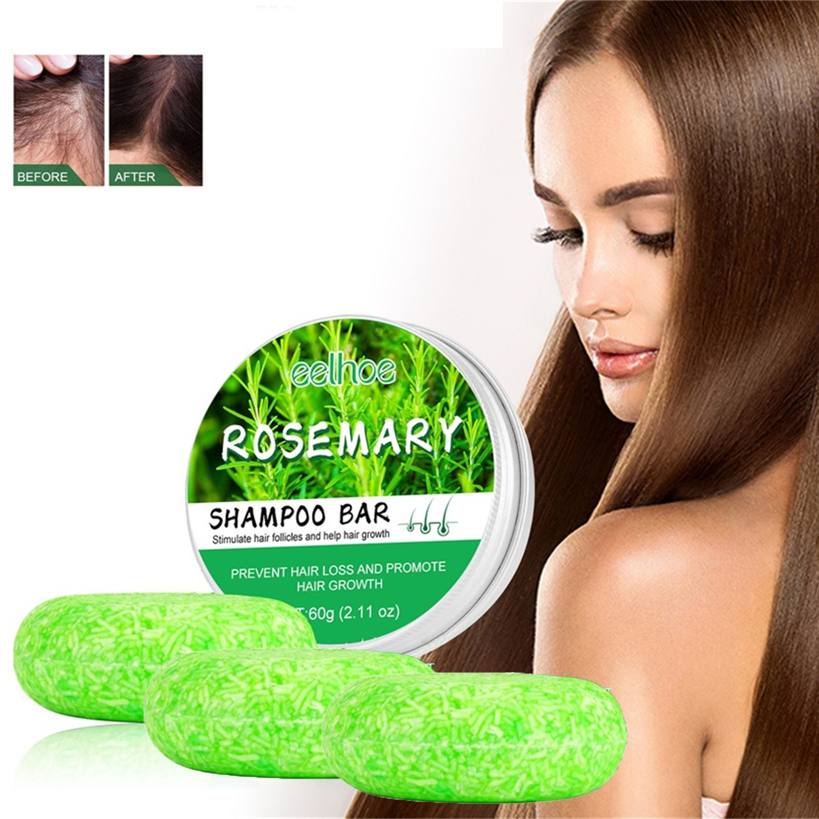 Banghong Rosemary Solid Shampoo, Organic Hair Soap Shampoo for Hair