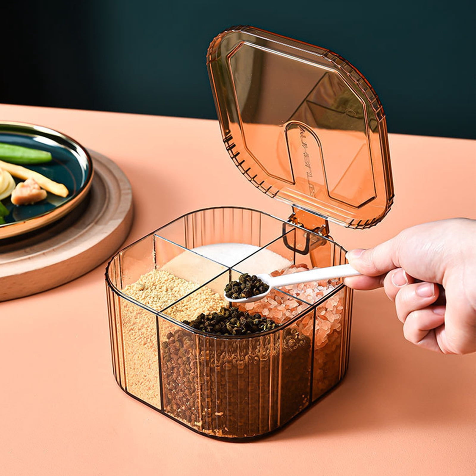 Banghong Seasoning Box 4 Compartments Seasoning Pot with Transparent ...
