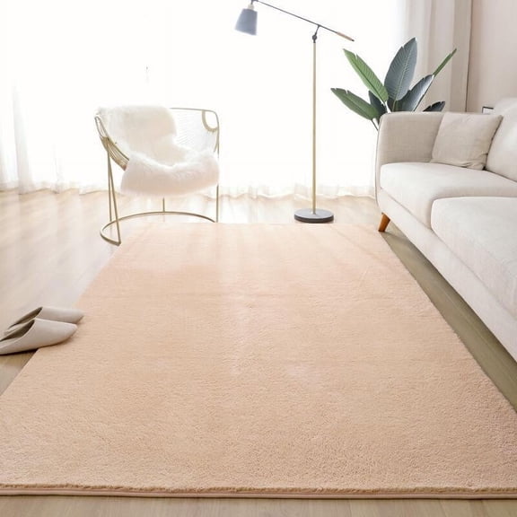Banghong Short Pile Washable Very Soft Rug for Living Room Dining Room and Children's Room Flat Pile Plain Cream