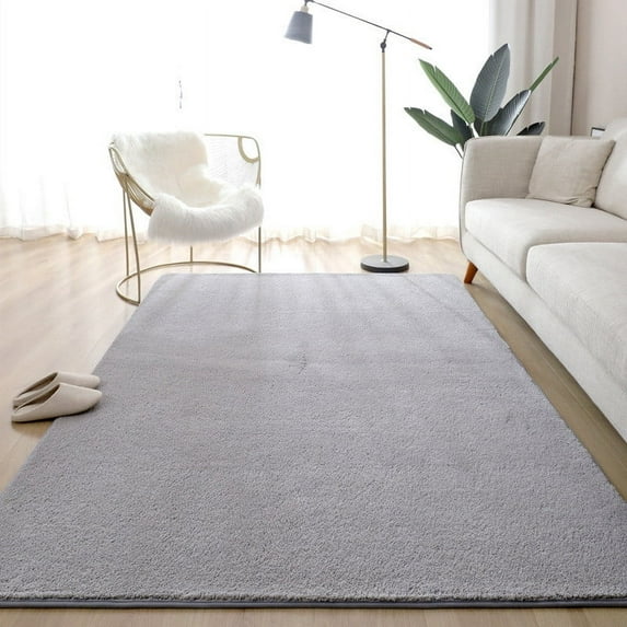 Banghong Short Pile Washable Very Soft Rug for Living Room Dining Room and Children's Room Flat Pile Plain Cream