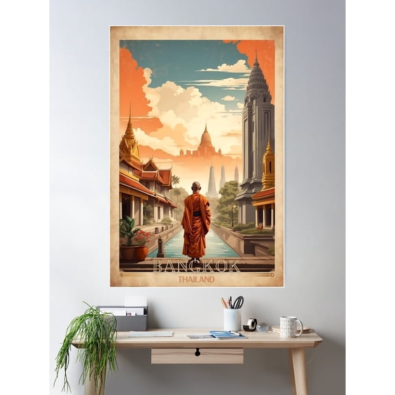 Bangkok Chronicles: Vintage Travel Poster Poster Wall Art, Modern Wall Decor For Living Room Bedroom, 24x36 UNFRAMED