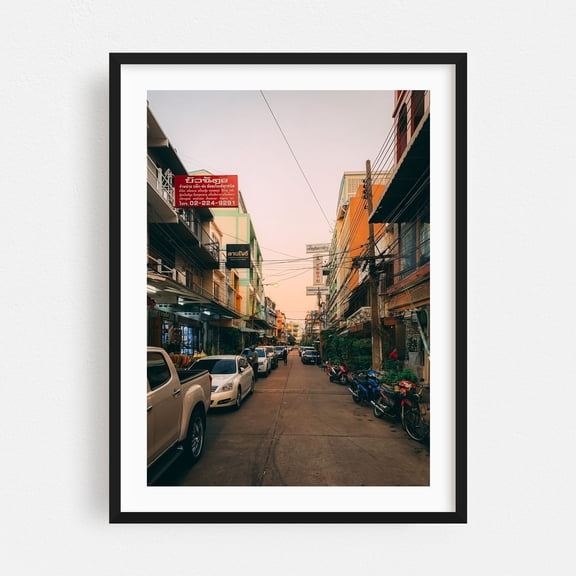 Bangkok Street Scene - Bangkok Thailand Photography Black Framed Wall Art Print 12 x 18 inches