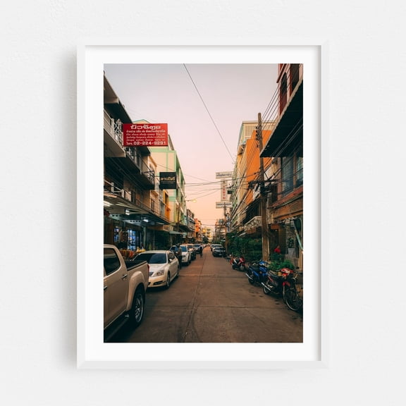 Bangkok Street Scene - Bangkok Thailand Photography White Framed Wall Art Print 30 x 40 inches