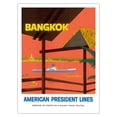 thumbnail image 1 of Bangkok Thailand - American President Lines - Vintage Ocean Liner Travel Poster by John Russell Clift c.1958 - Bamboo Fine Art 290gsm Paper (Unframed) 12x16in, 1 of 4