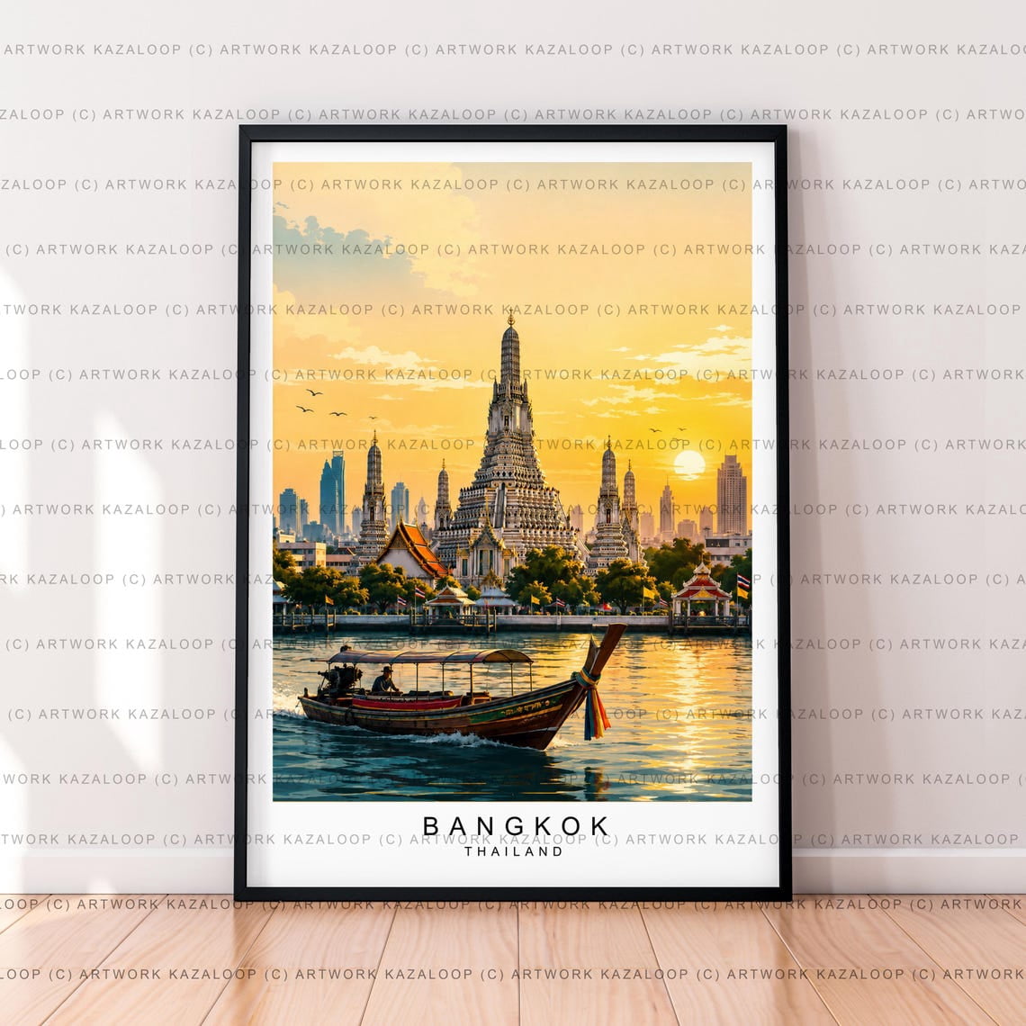 Bangkok Thailand Illustration Poster, Wat Arun, Temple Travel, Travel ...