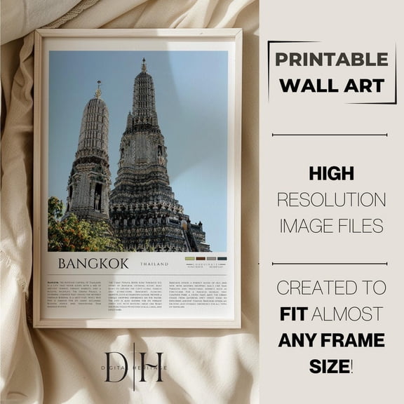 Bangkok Travel Poster: Thailand Wall Art, Photo Poster, Stretched Canvas Size 16x24