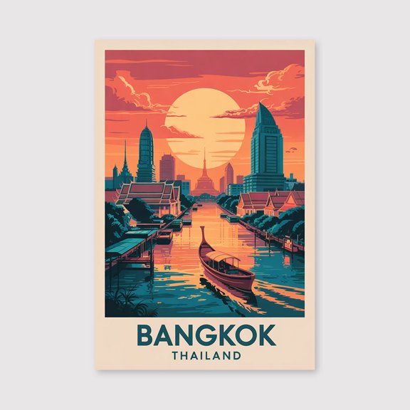 Bangkok Travel Print Canvas Wall Art, Bangkok Wall Hanging Home Decor Bangkok Canvas Art, Wall Art Thailand Travel Print Canvas Canvas Thai Travel Art-1WN1314
