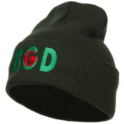 Bangladesh BGD Flag Embroidered Long Beanie - Olive OSFM