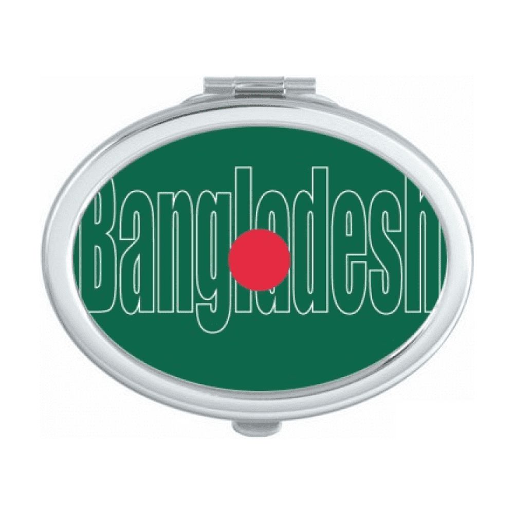 Bangladesh Country Flag Name Oval Mirror Portable Fold Hand Makeup