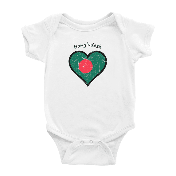 Bangladesh Flag Heart Love Funny Baby Clothing Bodysuits