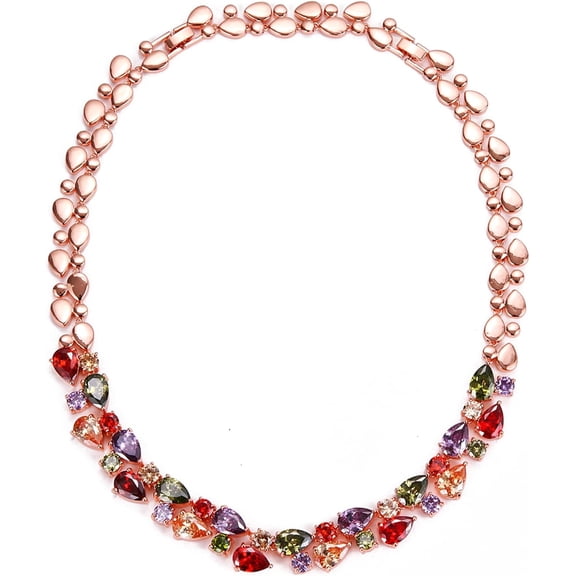 Bangle Bracelets for Women,Created Garnet Amethyst Peridot Morganite Gemstone Necklace Earrings Ring Bracelets Rose Gold Plated,Jewelry Sets Mother's Day Gifts[a4896]