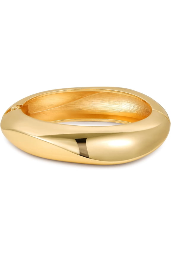 Bangle Bracelets for Women | 14K Gold Plated Trendy Wide Bracelets | Hinged Arm Cuff Bangles Chunky Bracelet for Women[a053]