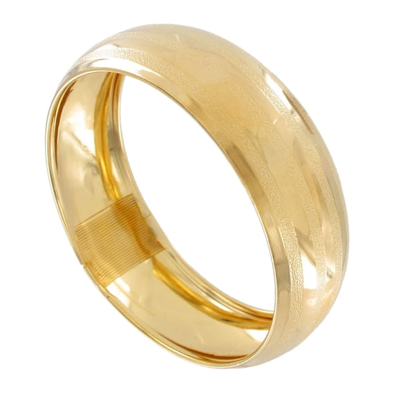 Bangle Dual Textured Striped Gold Tone Wide Statement Bracelet 2.63" Diameter Ladies Adult Female