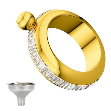 Bangle Flask 304 Stainless Steel with Handmade, Funnel in Gift Box for Women Girls Dance Birthday Party Club Bar, 3.5oz