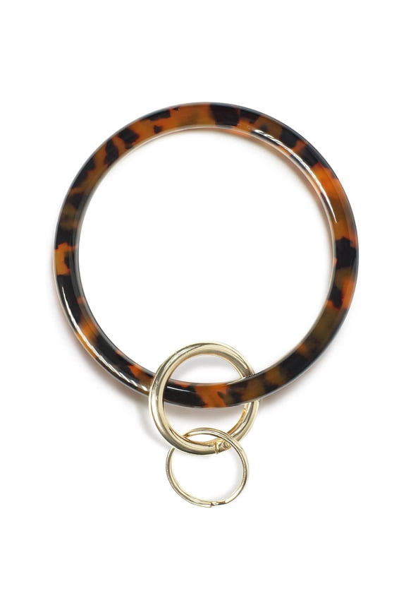 Bangle Key Ring Bracelet Keychain for Women, Acetate Circle Keyring for Wrist