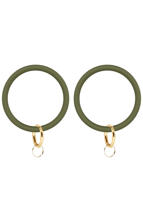 Bangle Key Ring Car Keychain - Silicone Round Key Ring Bracelet with Metal Key Holder green