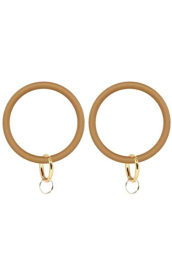 Bangle Key Ring Car Keychain - Silicone Round Key Ring Bracelet with Metal Key Holder sand color