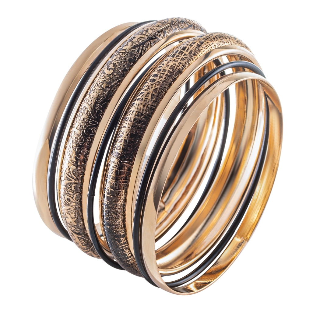 Bangles - 7PC Bangle Bracelets for Women - Gold Arm Jewelry Costume ...