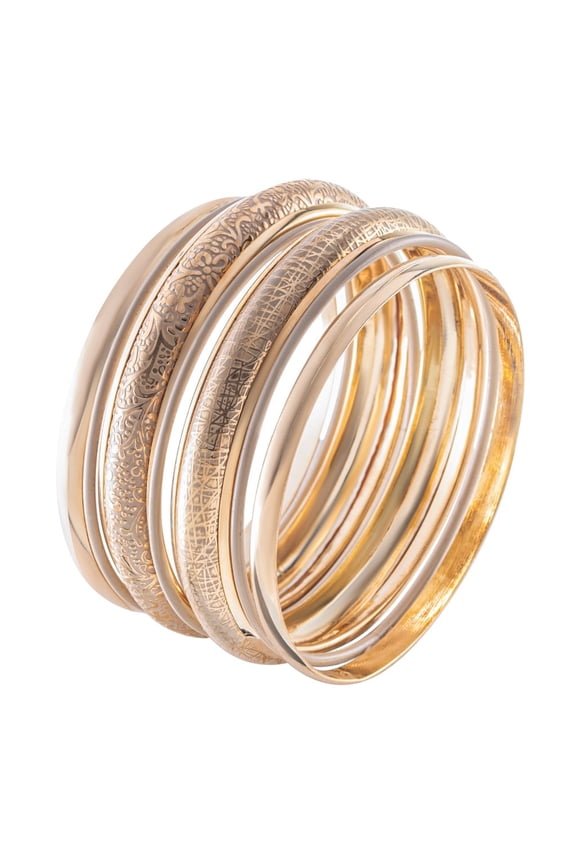 Bangles - 7PC Bangle Bracelets for Women - Gold Arm Jewelry Costume Accessories